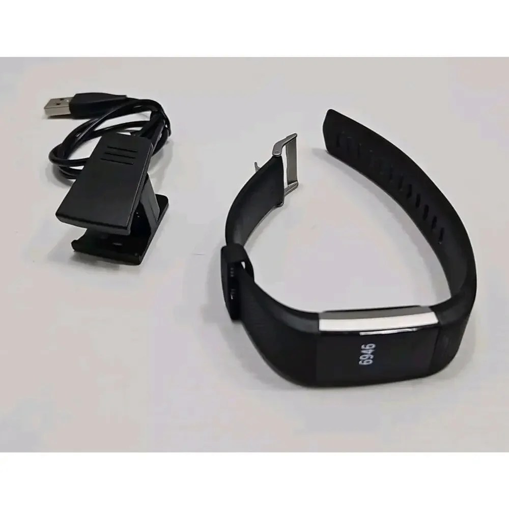 Fitbit Charge 2 Activity Tracker - Silver Black Band With Charger F30